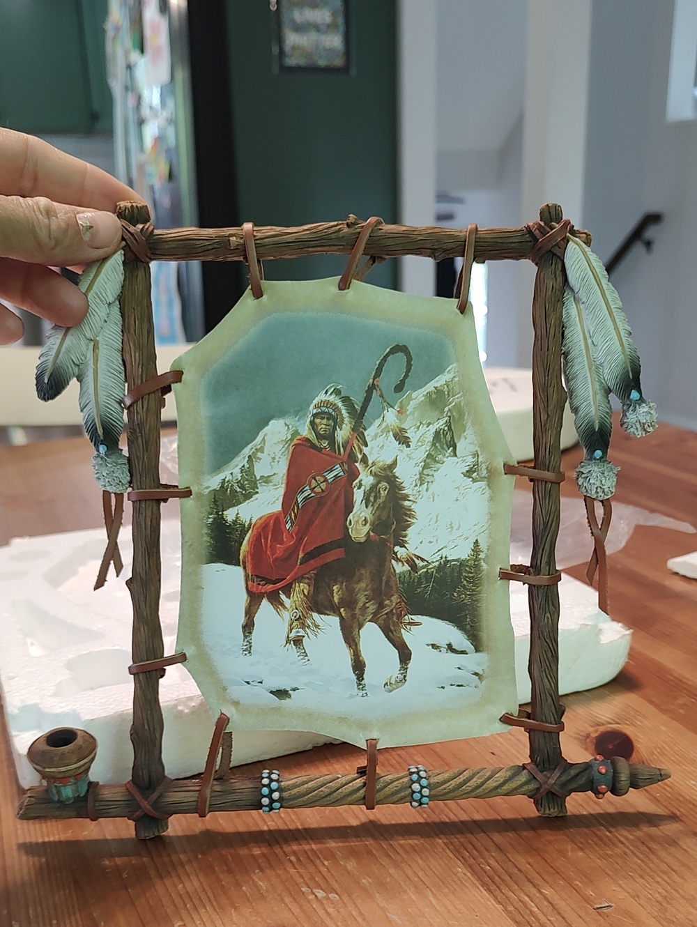 Native American Winter Horse Scene Decorative Frame